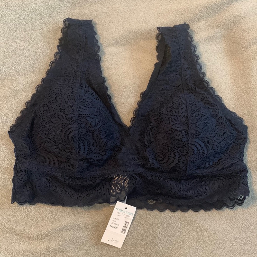 Navy blue lace bralette new with tags